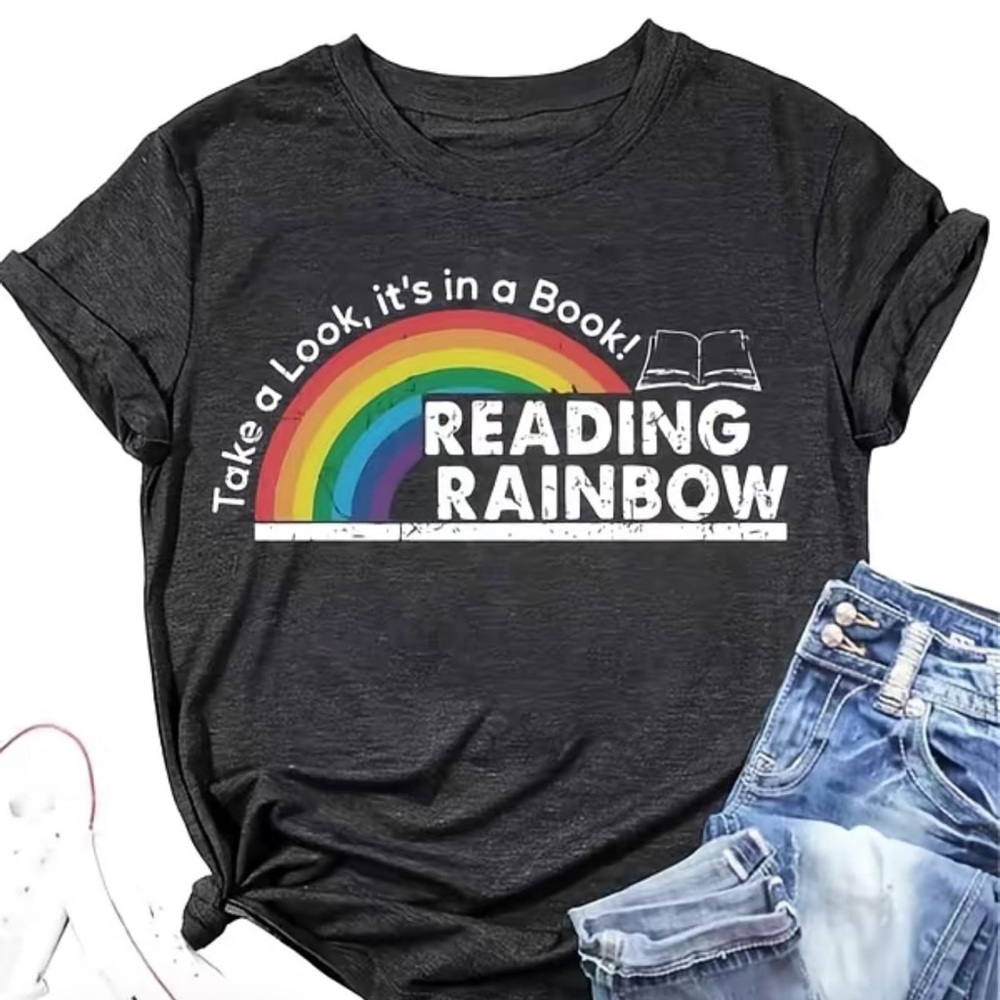 Reading Rainbow Graphic Tee - Black with Rainbow
